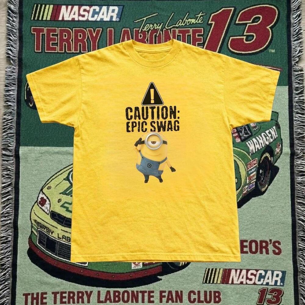 Yellow Minion Caution Epic Swag T-Shirt